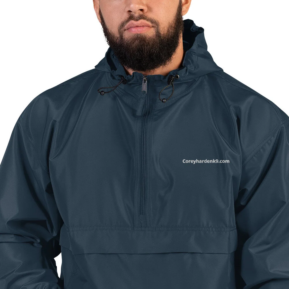 Unisex Embroidered Champion Packable Jacket white stitch